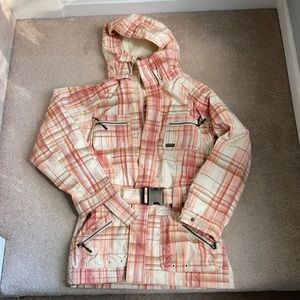 Oakley Red and Cream Plaid Ski Jacket